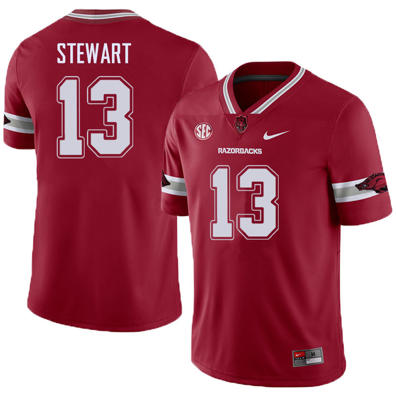 Men #13 Deon Stewart Arkansas Razorback College Football Alternate Jerseys Sale-Cardinal
